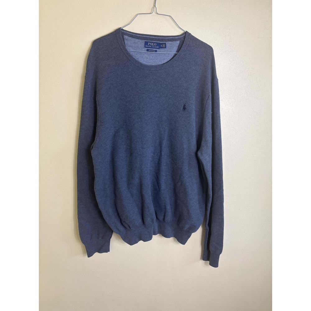 Polo Ralph Lauren Sweater Adult Size XL Grey Pullover Pima Cotton‎ Mens